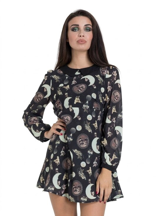Jawbreaker Dresses & Skirts - JAWBREAKER Catstellation Victorian cat print goth chiffon dress